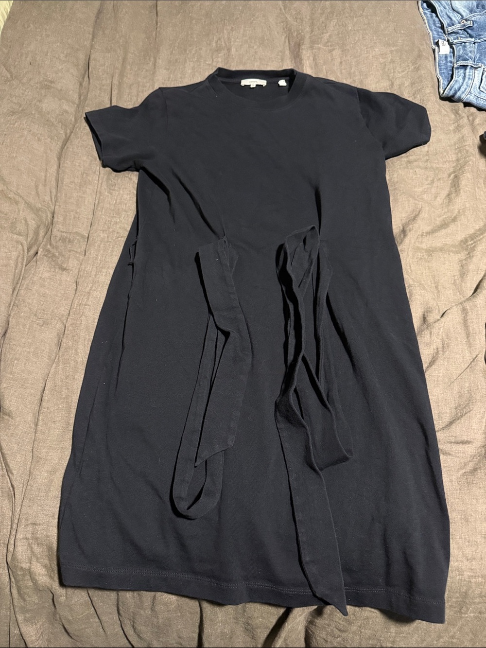 Vince Navy Short-Sleeve Tie-Front Mini Dress